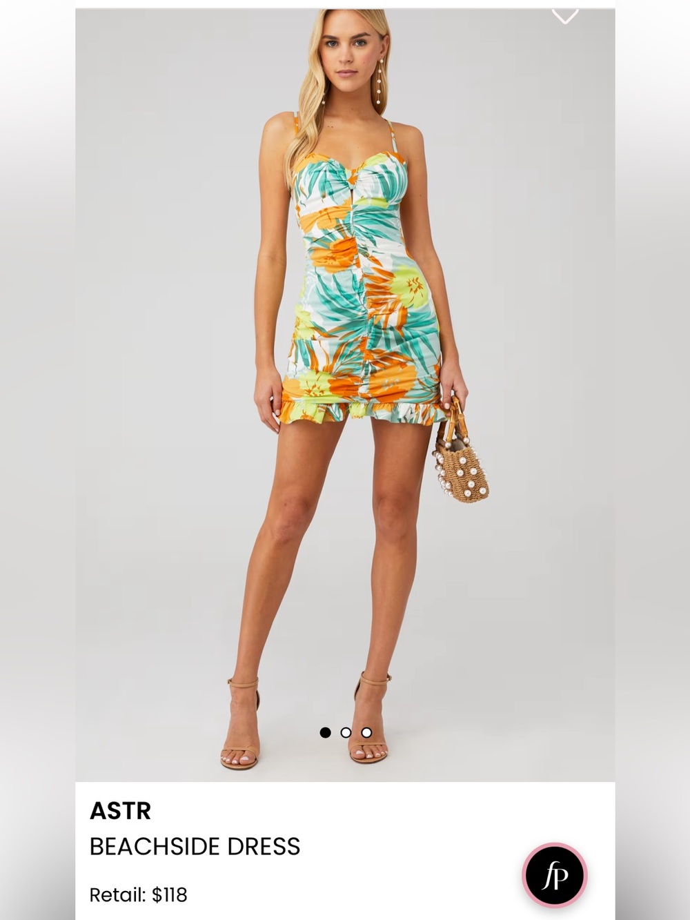 ASTR the Label Beachside Ruched Mini Dress Size XS